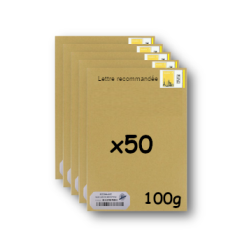 Pack 50 Enveloppes timbrées - Format postal C4 - Lettre recommandée R1 sans AR - 100g