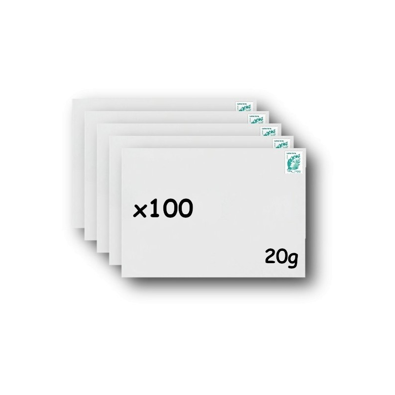 Pack 100 Enveloppes timbrées - Format postal C5 - Lettre verte - 20g