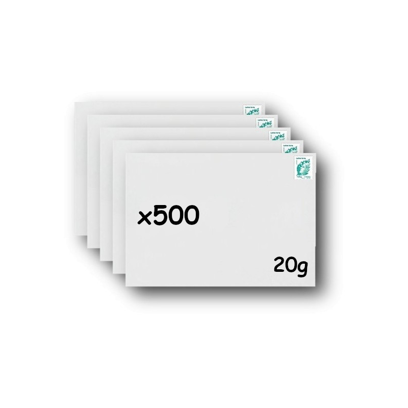 Pack 500 Enveloppes timbrées - Format postal C5 - Lettre verte - 20g