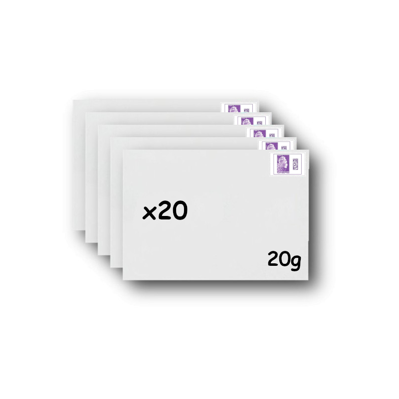 Pack 20 Enveloppes timbrées - Format postal C5 - Lettre Internationale- 20g