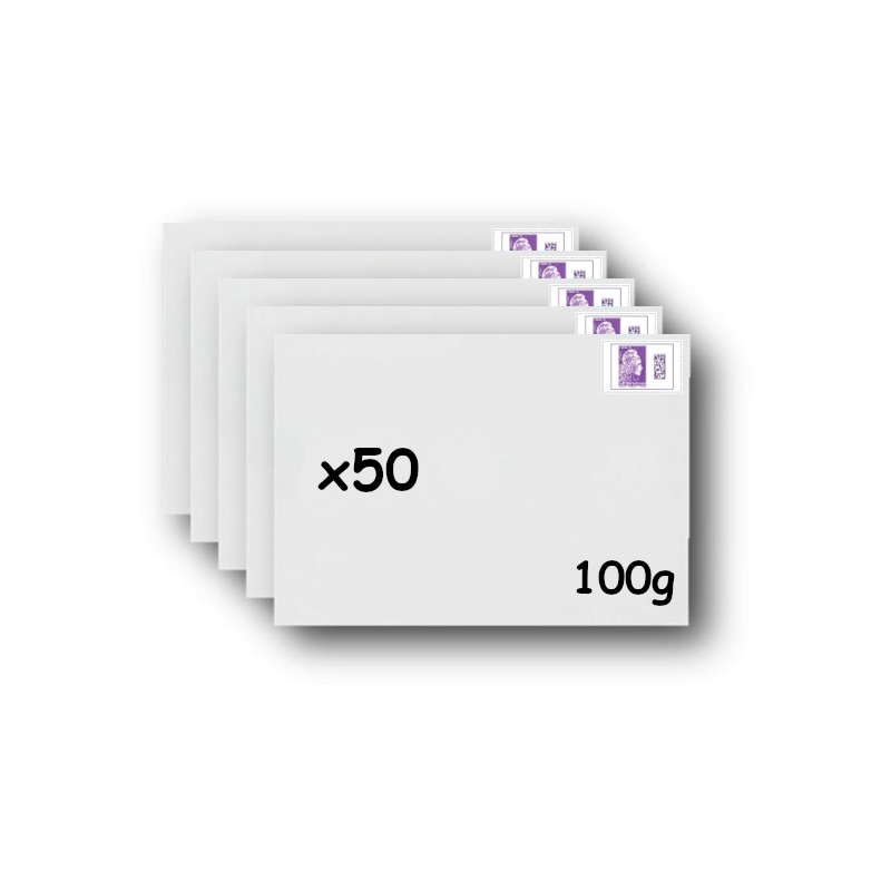 Pack 50 Enveloppes timbrées - Format postal C5 - Lettre Internationale- 100g