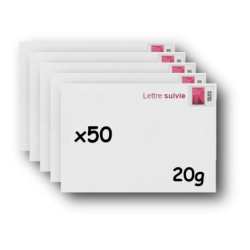 Pack 50 Enveloppes timbrées - Format postal C6 - Lettre suivie - 20g
