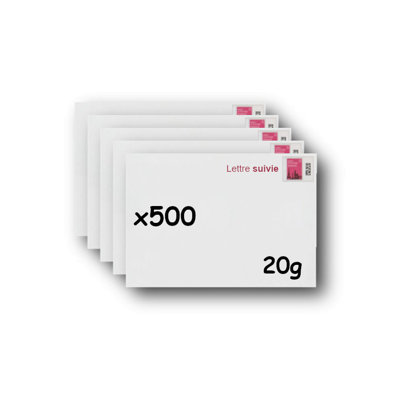 Pack 500 Enveloppes timbrées - Format postal C6 - Lettre suivie - 20g