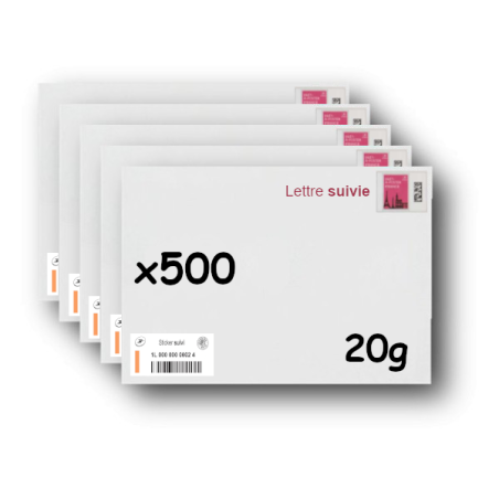 Pack 500 Enveloppes timbrées - Format postal C6 - Lettre prioritaire - 100g
