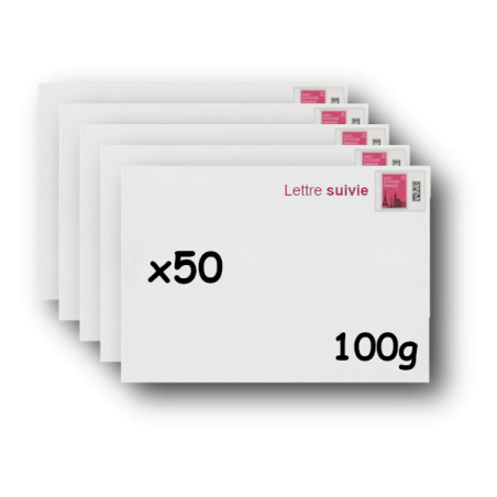 Pack 50 Enveloppes timbrées - Format postal C6 - Lettre verte - 20g