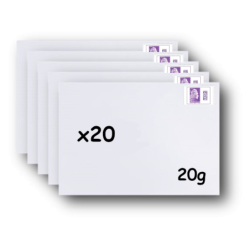 Pack 20 Enveloppes timbrées - Format postal C6 - Lettre Internationale- 20g