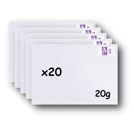 Pack 50 Enveloppes timbrées - Format postal DL - Lettre prioritaire - 100g