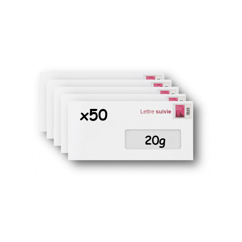 Pack 50 Enveloppes timbrées - Format postal C6 - Ecopli - 20g