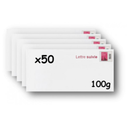 Pack 50 Enveloppes timbrées - Format postal DL - Lettre suivie - 100g