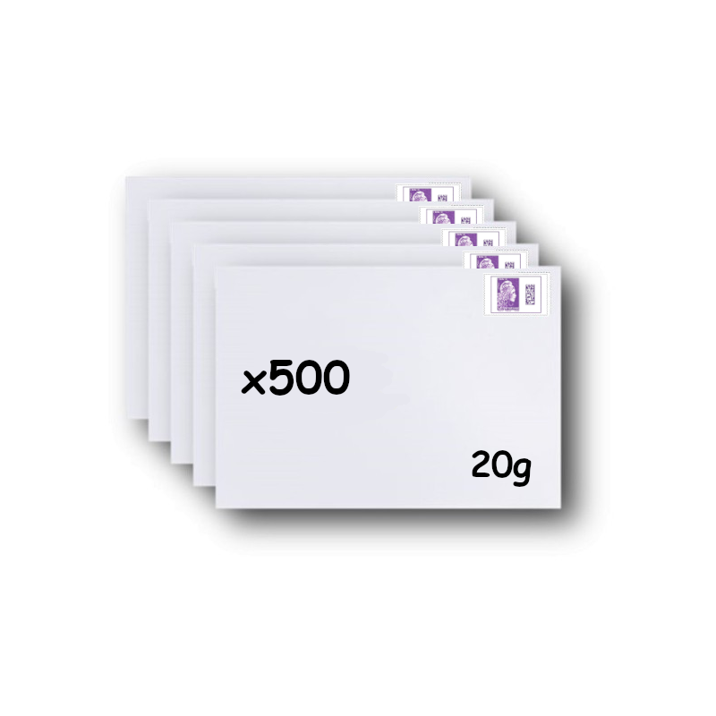 Pack 500 Enveloppes timbrées - Format postal DL - Lettre prioritaire - 100g