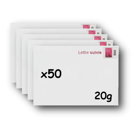 Pack 50 Enveloppes timbrées - Format postal C5 - Lettre verte - 100g