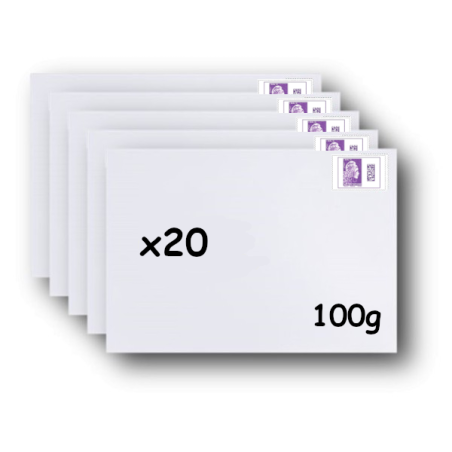 Pack 20 Enveloppes timbrées - Format postal DL - Lettre verte - 20g