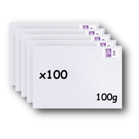 Pack 50 Enveloppes timbrées - Format postal DL - Lettre verte - 20g