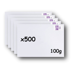 Pack 500 Enveloppes timbrées - Format postal C6 - Lettre Internationale- 100g