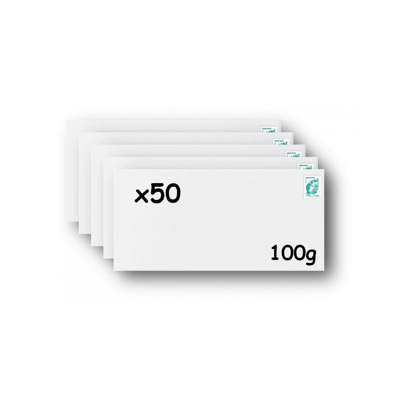 Pack 50 Enveloppes timbrées - Format postal DL - Ecopli - 20g