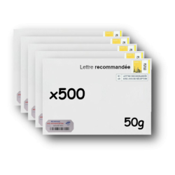 Pack 500 Enveloppes timbrées - Format postal C5 - Lettre recommandée R1 avec AR - 50g