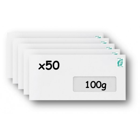 Pack 100 Enveloppes timbrées - Format postal DL - Ecopli - 20g