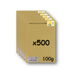 Pack 500 Enveloppes timbrées - Format postal C4 - Lettre recommandée R1 avec AR - 100g