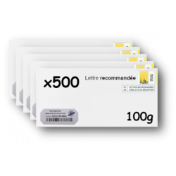 Pack 500 Enveloppes timbrées - Format postal DL - Lettre recommandée R1 sans AR - 100g