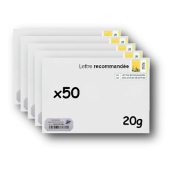 Pack 50 Enveloppes timbrées - Format postal C5 - Lettre recommandée R1 sans AR - 20g