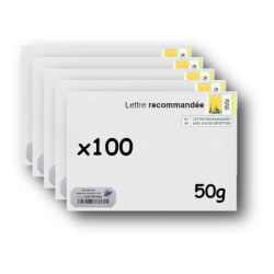 Pack 100 Enveloppes timbrées - Format postal C5 - Lettre recommandée R1 sans AR - 50g