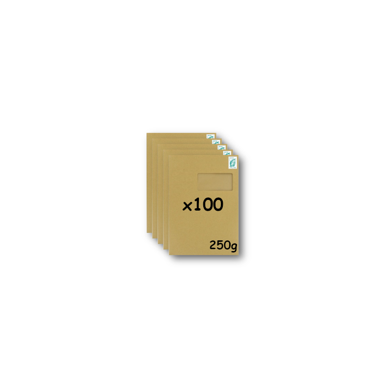 Pack 50 Enveloppes timbrées - Format postal C4 - Lettre verte - 100g