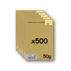 Pack 500 Enveloppes timbrées - Format postal C4 - Lettre recommandée R1 sans AR - 50g