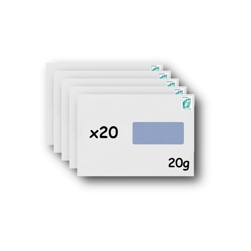 Pack 50 Enveloppes timbrées - Format postal C4 - Lettre verte - 250g