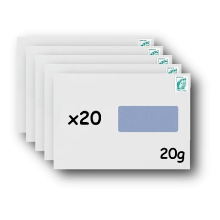 Pack 50 Enveloppes timbrées - Format postal C4 - Lettre verte - 250g